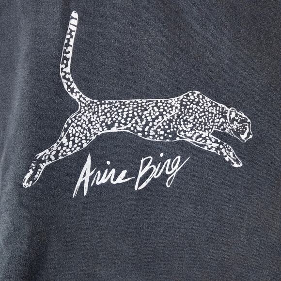 Anine Bing Spencer Spotted Leopard Sweatshirt Charcoal Size L Clean Fit - Picture 4 of 8